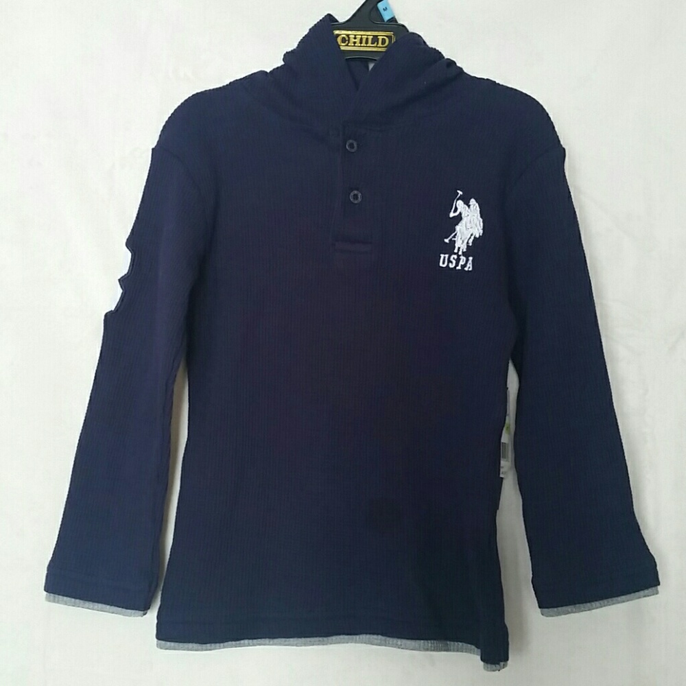 U.S. Polo Assn. Long Sleeve Waffle Knit Hooded Tee